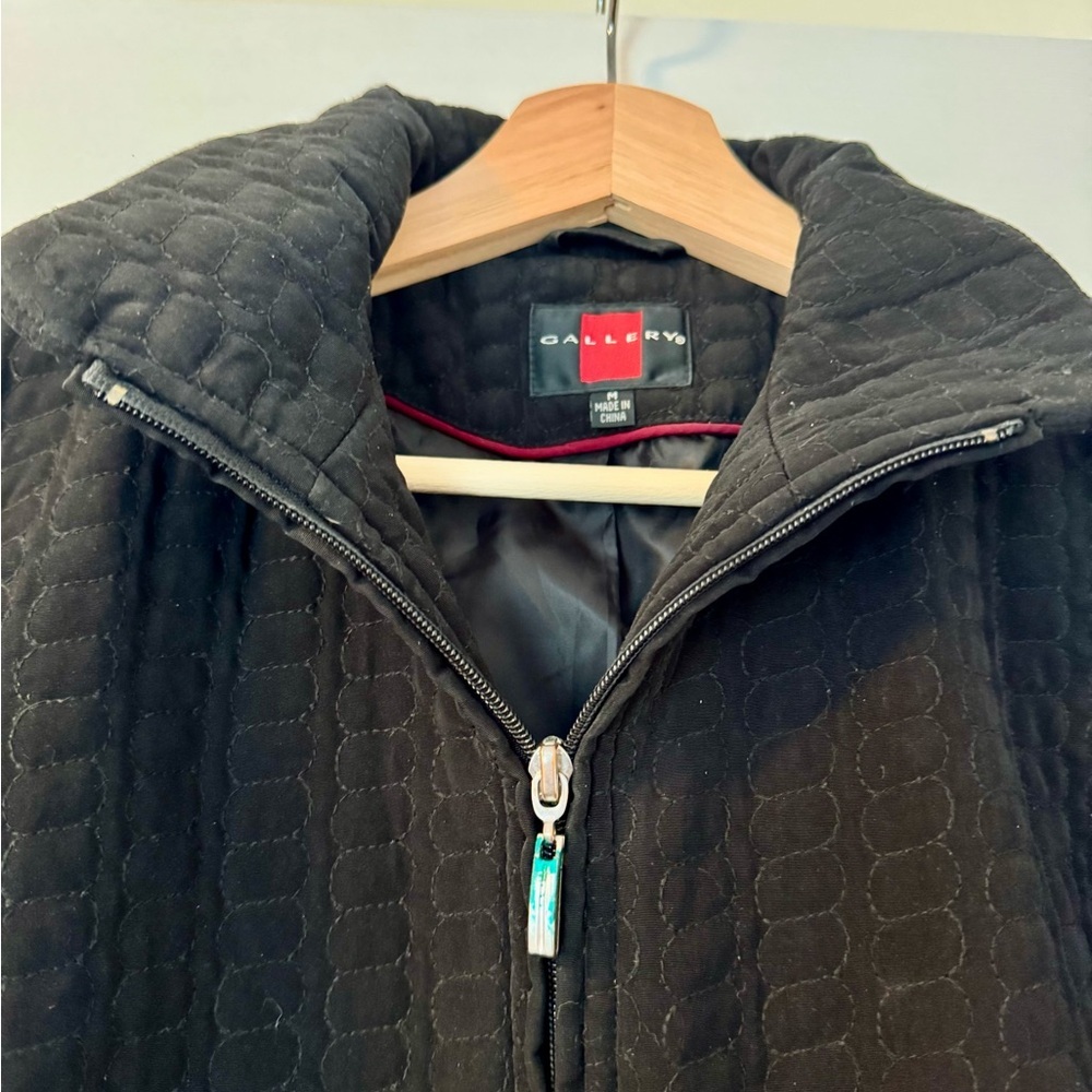 Black Quilted Women's Gallery Jacket Coat Size Medium - Picture 2 of 11
